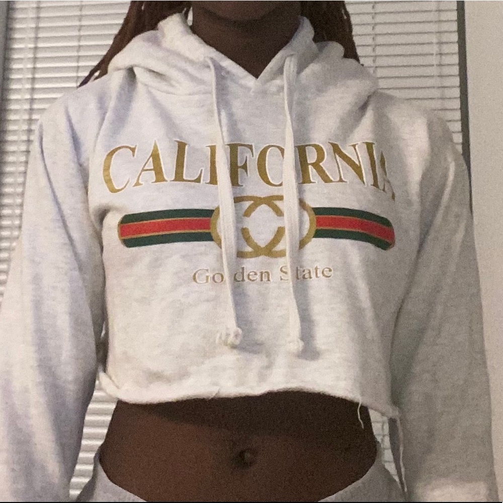 California Golden State Grey Cropped Sweatshirt